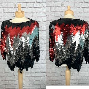 Oleg Cassini Vintage Sequins Top Size M